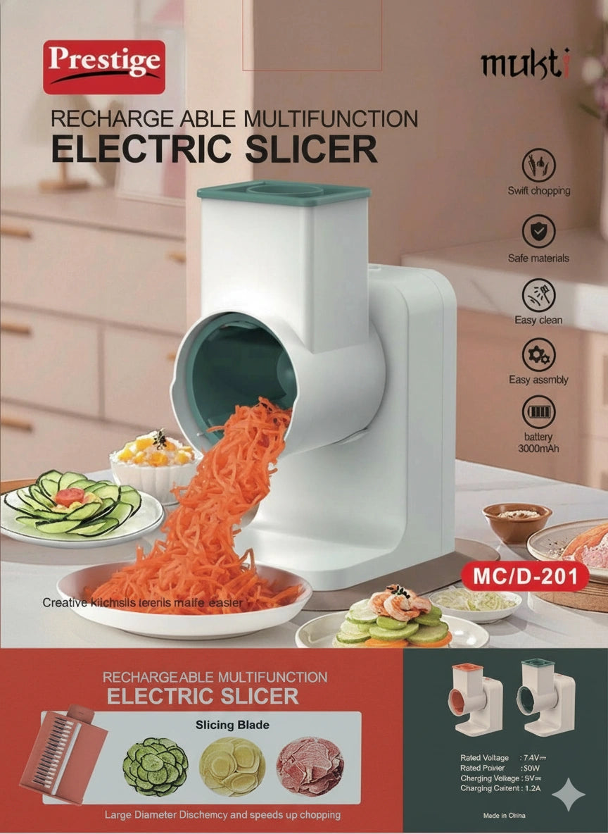 Rechargeable Multifunction Electric Slicer 3000mAh – Portable Vegetable Cutter, Grater & Food Slicer for Kitchen