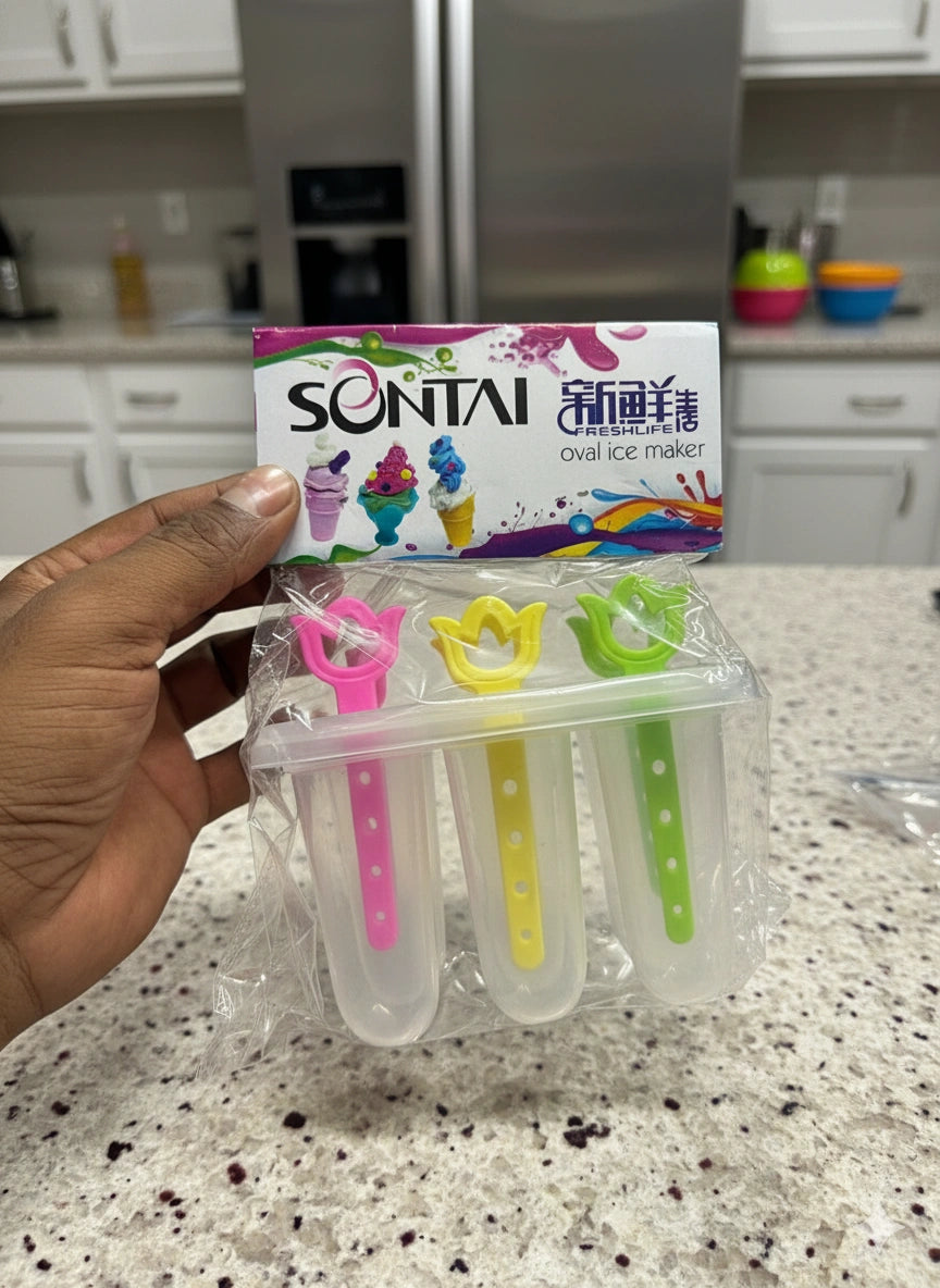Sontai Oval Ice Maker – Reusable Multi Ice Cream & Kulfi Mold Set for Homemade Frozen Treats