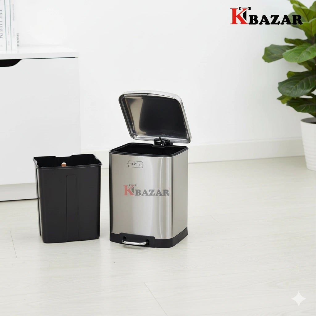 High-quality Stainless Steel Hydraulic Dustbin 12,6 Litre Square