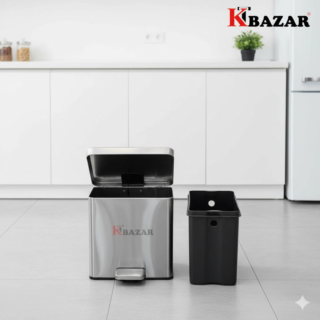 High-quality Stainless Steel Hydraulic Dustbin 6 Litre Square
