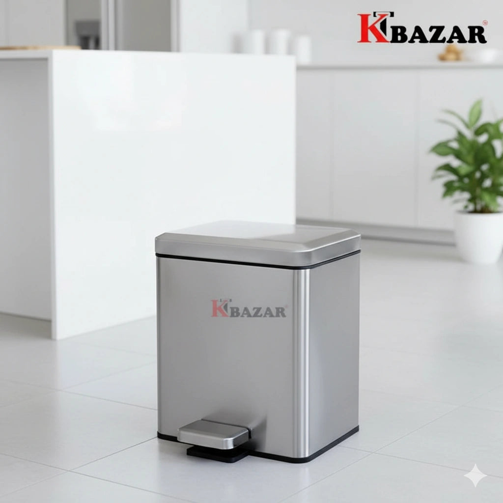 High-quality Stainless Steel Hydraulic Dustbin 6 Litre Square