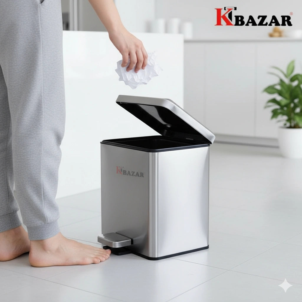 High-quality Stainless Steel Hydraulic Dustbin 6 Litre Square