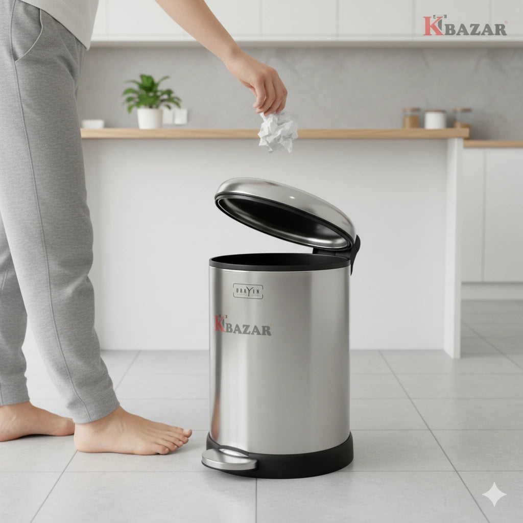 High-quality Stainless Steel Hydraulic Dustbin 20 Litre Round