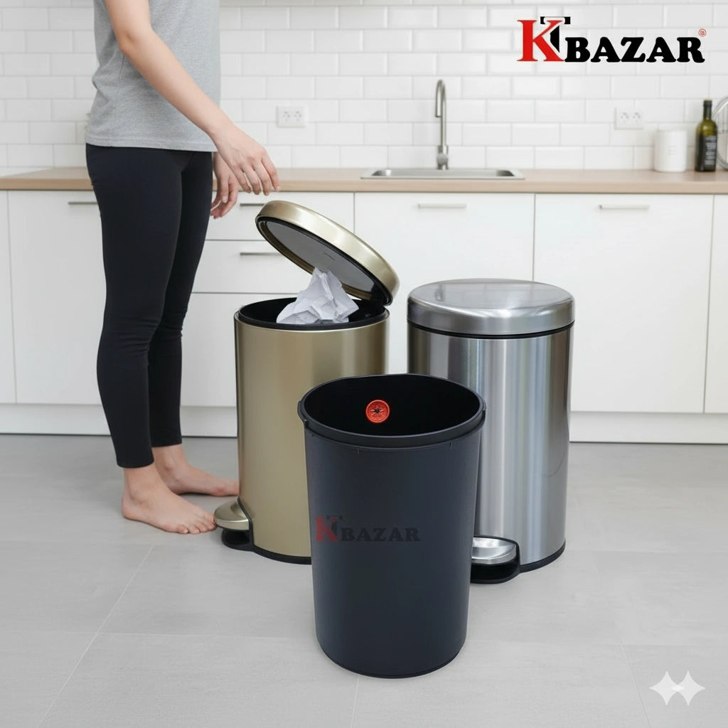 High-quality Stainless Steel Hydraulic Dustbin 6,8 Litre