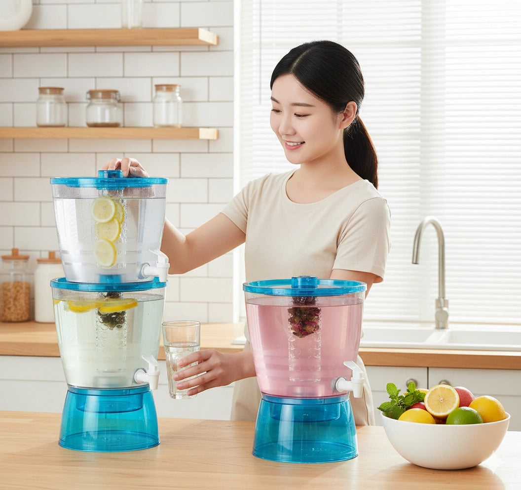 Large Capacity Double Container Juice Beverage Dispenser with Tap
