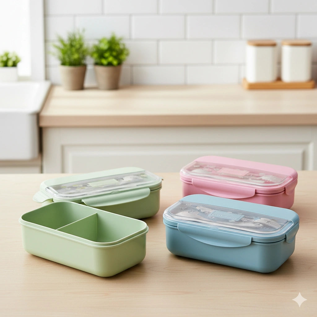 Leakproof Plastic Lunch Box with Divider | BPA Free Food Storage Container