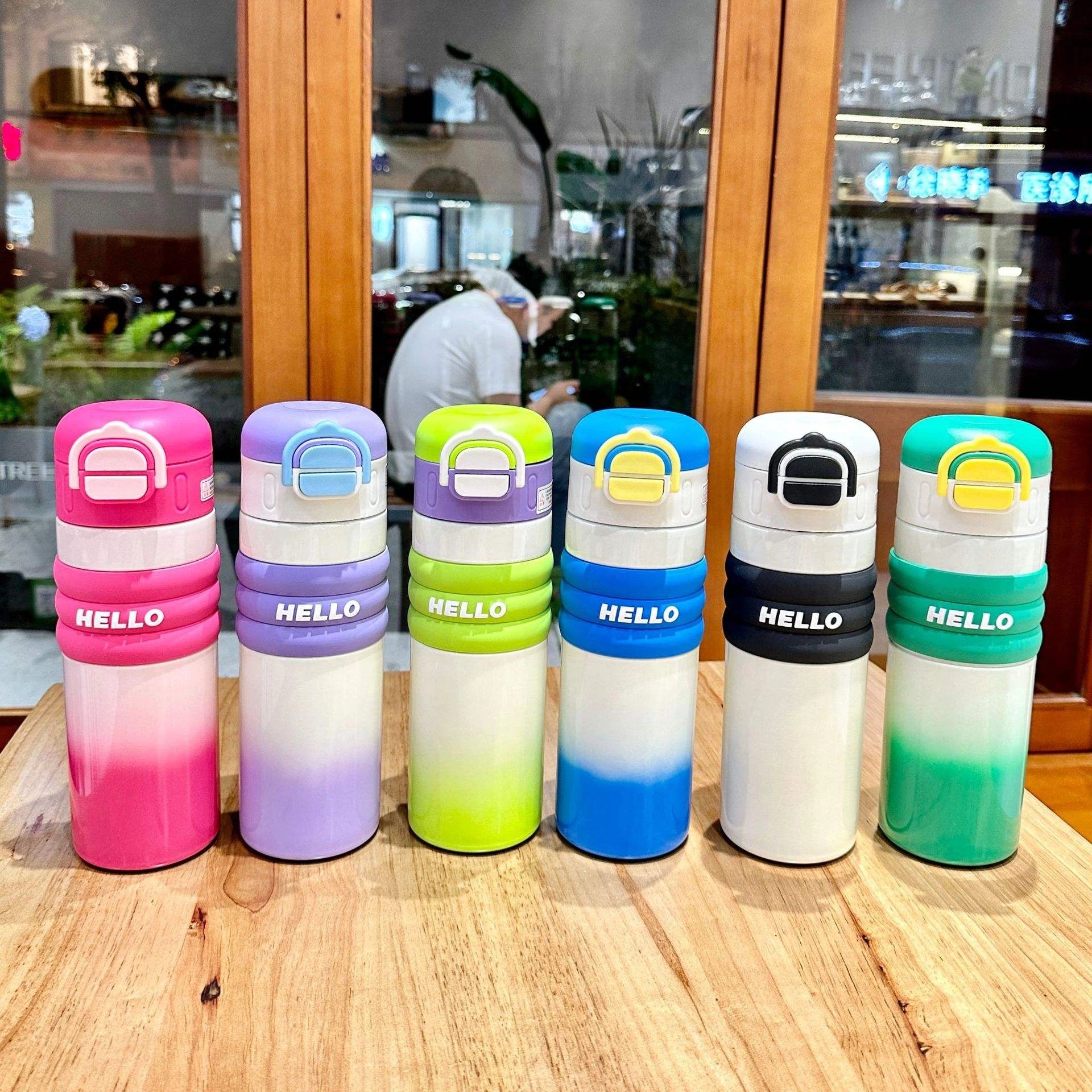 Stainless Steel Flask Water Bottle Gradient Kids Insulated Thermos Vacuum Cup Mug