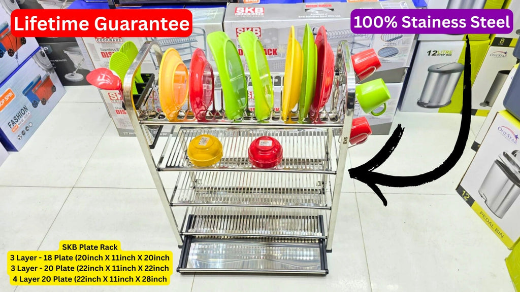 SKB Dish Drying Rack Stainless Steel Sus 304 Food Grade with knife set