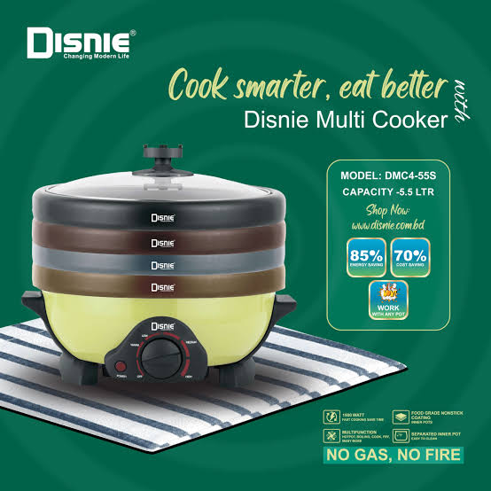 Disnie Electric Multi Curry & Rice Cooker With Lid- 5.5 Ltr