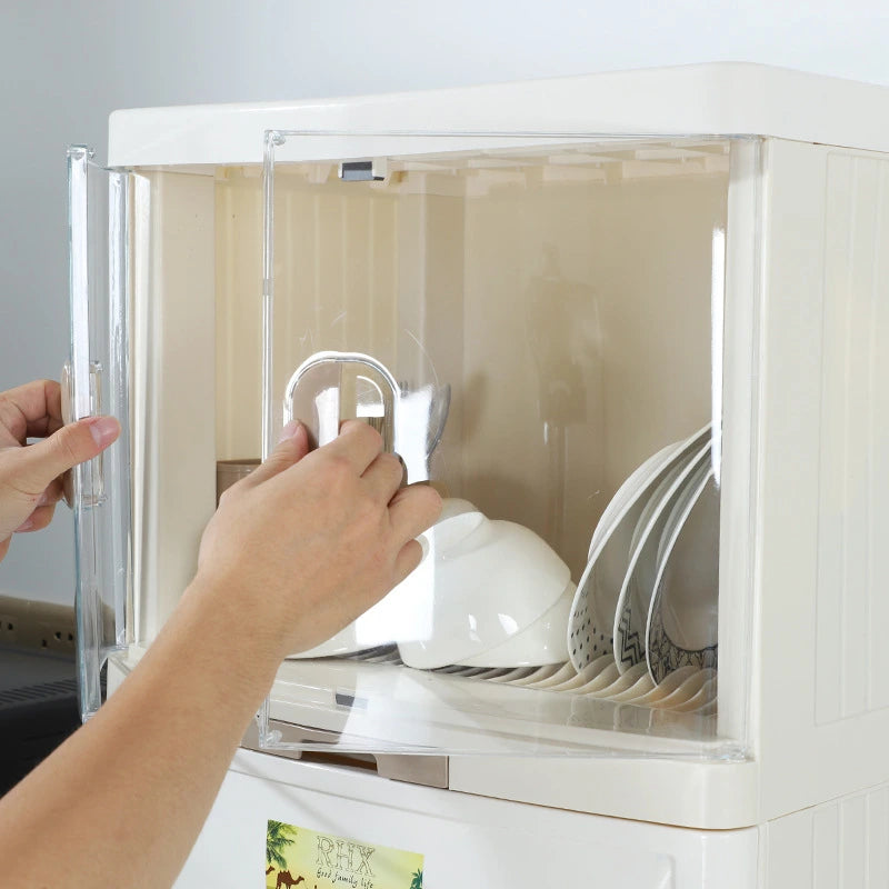 Multi-functional kitchen dustproof storage rack