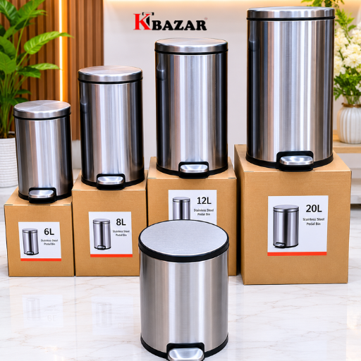 Stainless Steel Hydraulic Dustbin 6,8,12,20 Litre