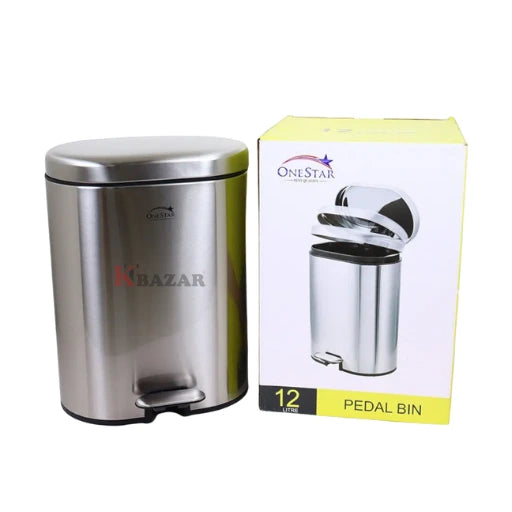 Round-Rect. Stainless Steel Pedal Bin 6/12 Litre