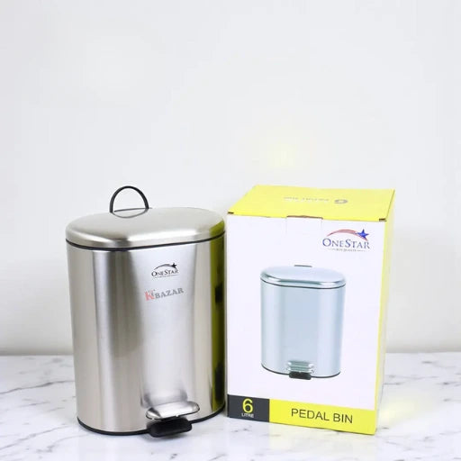 Round-Rect. Stainless Steel Pedal Bin 6/12 Litre