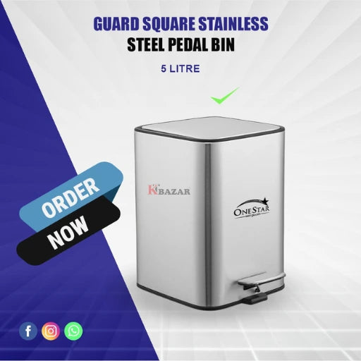 Guard Square Stainless Steel Pedal Bin 3, 5 Litre