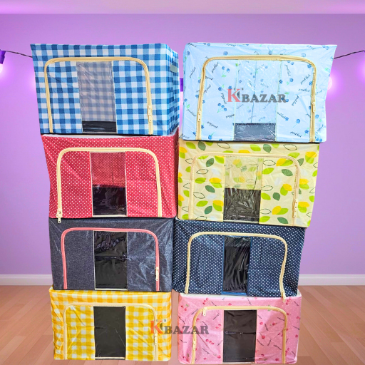 Foldable Fabric Storage Box with Zipper, Large Clothes Organizer Storage Bag, Wardrobe Quilt Blanket Storage Box(multicolor)