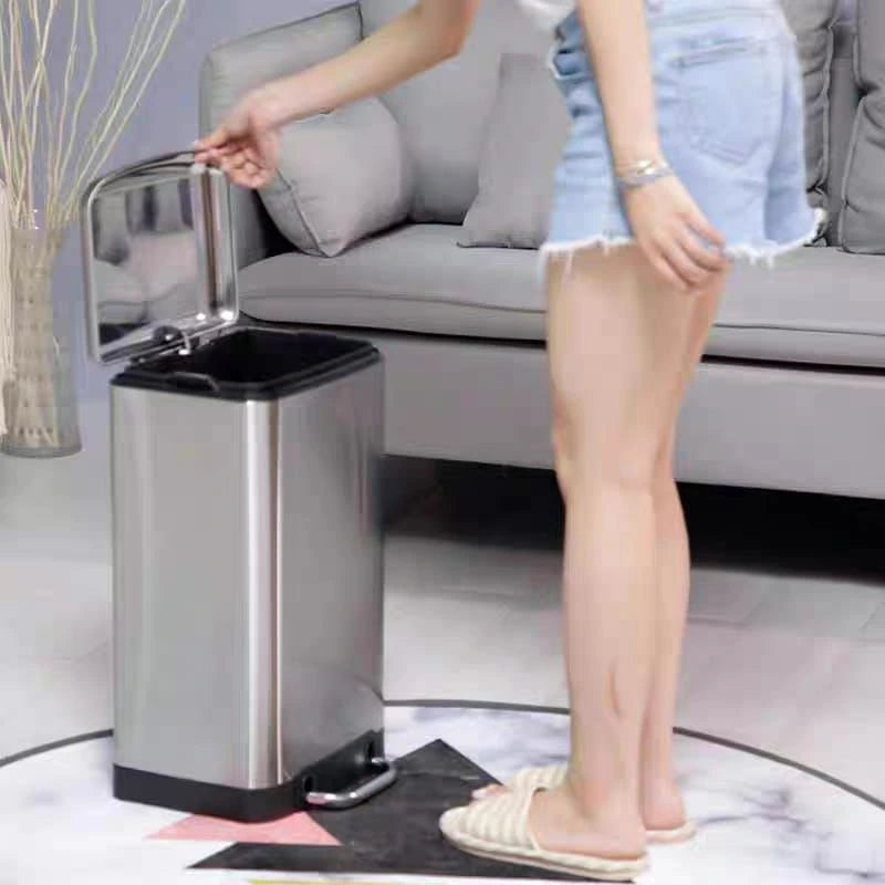 High-quality Stainless Steel Hydraulic Dustbin 12,6 Litre Square