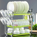 3 lier Dish Rack Stainless Steel Dish Drainer Utensil Holder