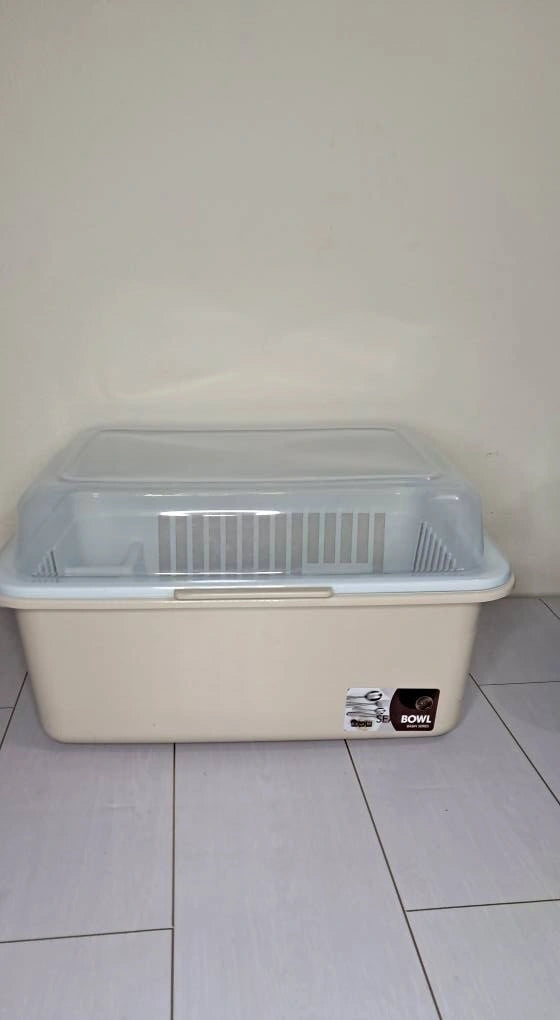 Large Covered Dish Drying Rack & Storage Box – Dustproof Kitchen Plate, Cup & Glass Organizer