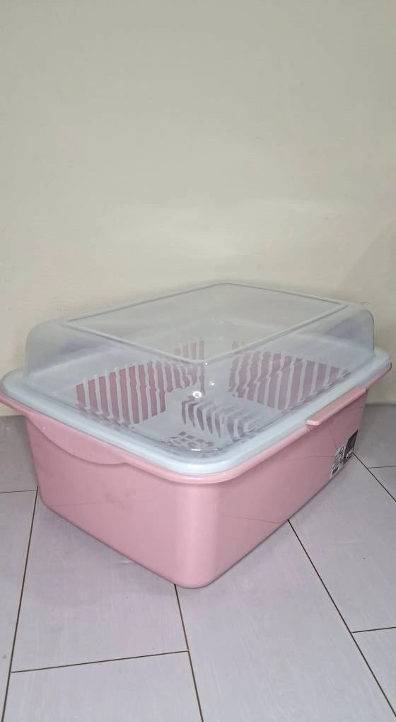 Large Covered Dish Drying Rack & Storage Box – Dustproof Kitchen Plate, Cup & Glass Organizer