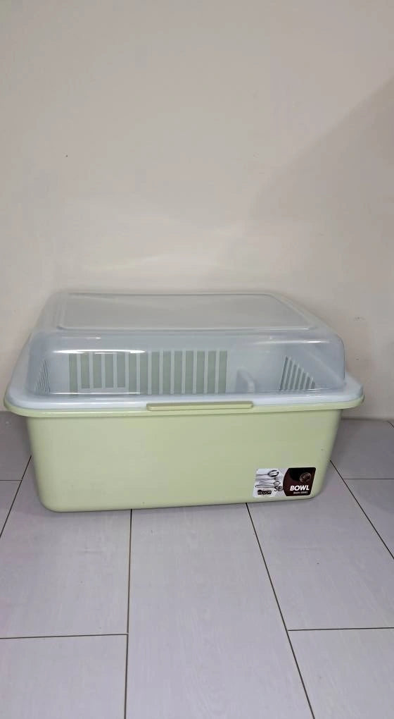 Large Covered Dish Drying Rack & Storage Box – Dustproof Kitchen Plate, Cup & Glass Organizer