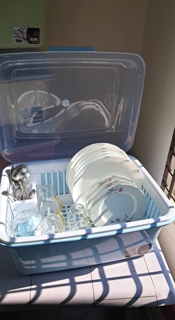 Large Covered Dish Drying Rack & Storage Box – Dustproof Kitchen Plate, Cup & Glass Organizer