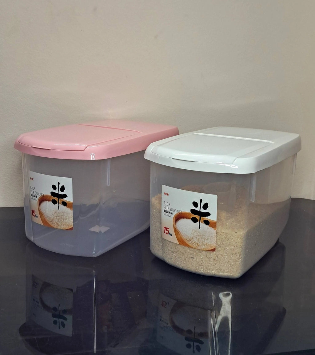 15KG Plastic Rice & Cereal Storage Container with Wheels – Airtight Food Grain Storage Bin for Kitchen Organization