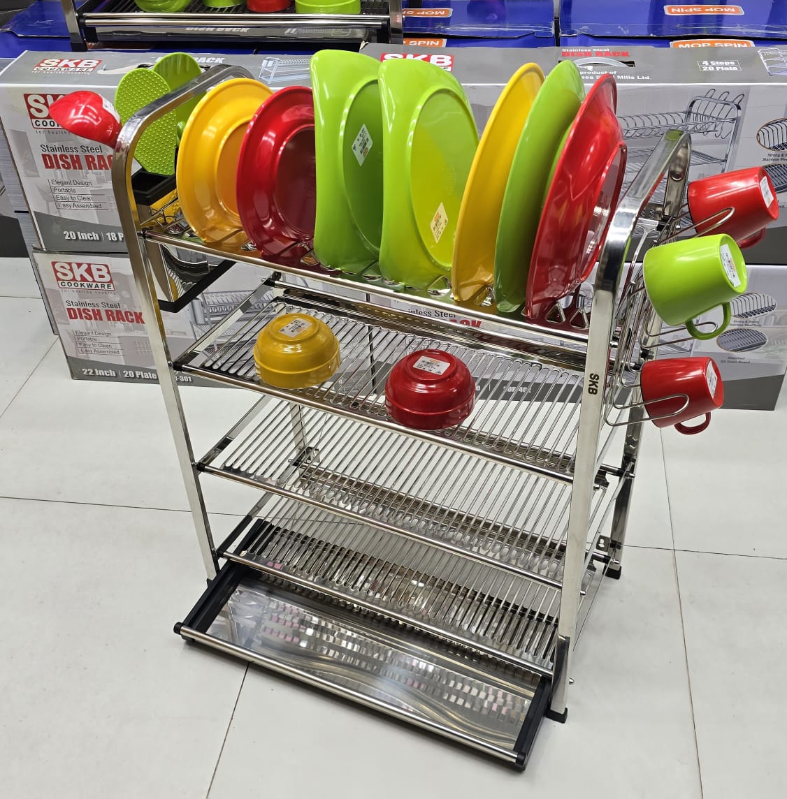 SKB Dish Drying Rack Stainless Steel Sus 304 Food Grade with knife set