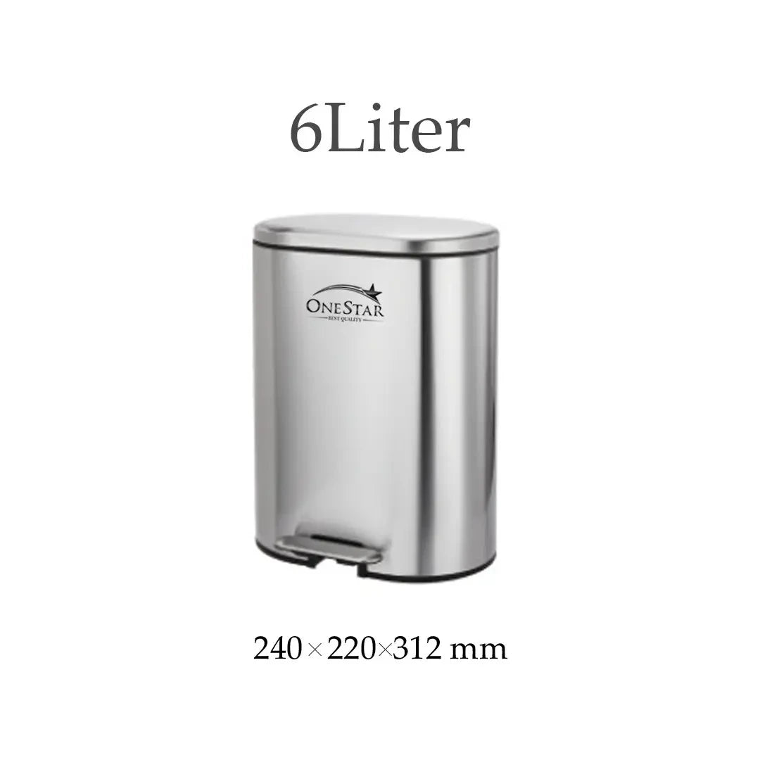 Round-Rect. Stainless Steel Pedal Bin 6/12 Litre