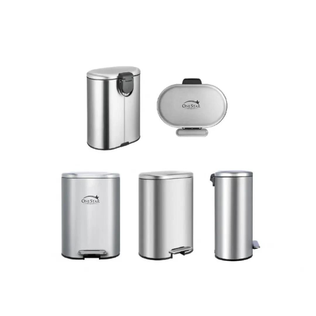 Round-Rect. Stainless Steel Pedal Bin 6/12 Litre