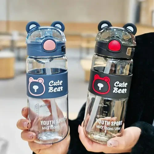Cute Bear Youth Sport Water Bottle 550ml / 650ml – BPA Free Leak Proof Kids & Sports Bottle