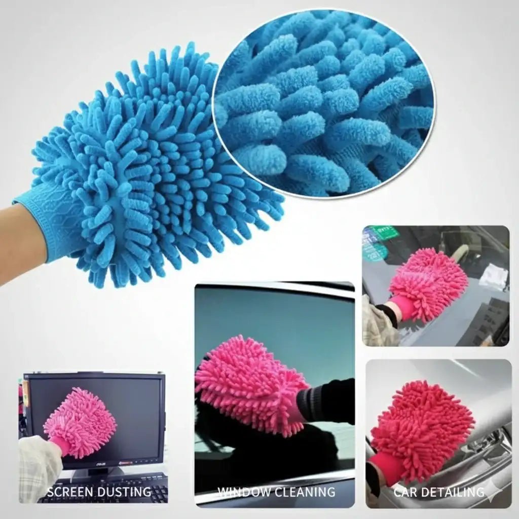 Chenille Microfiber Wash Glove for Car & Bike – Soft Double - Sided Cleaning & Detailing Mitt (1 Pc) - KT Bazar BD Shop