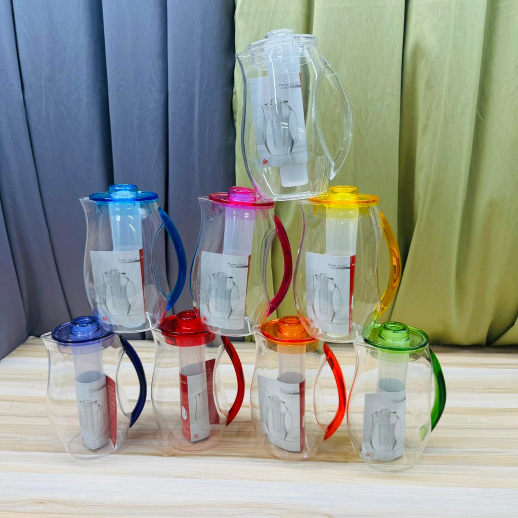 2 Liter Acrylic Fiber Water Jug with Ice Tube – Premium Clear Juice & Water Pitcher