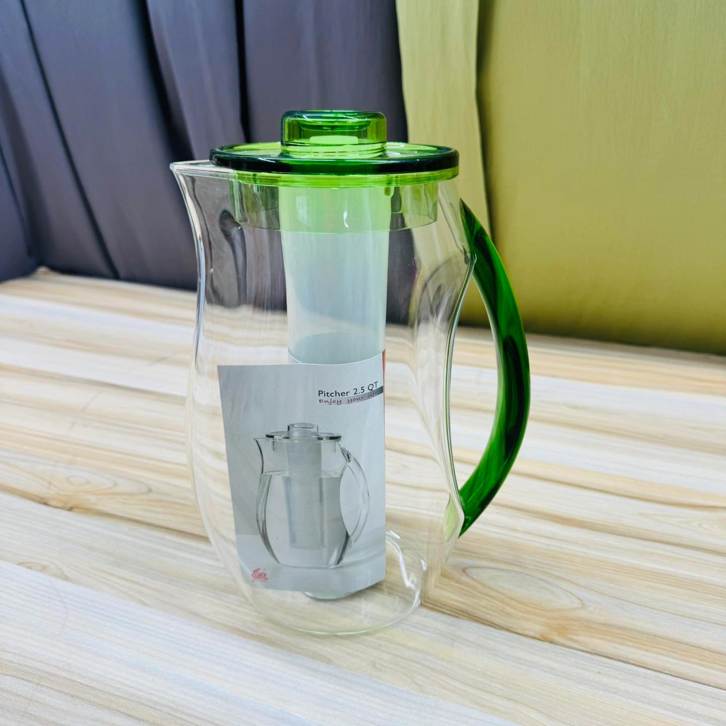 2 Liter Acrylic Fiber Water Jug with Ice Tube – Premium Clear Juice & Water Pitcher