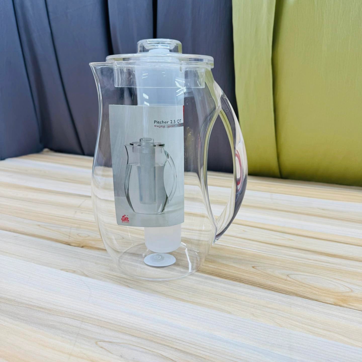 2 Liter Acrylic Fiber Water Jug with Ice Tube – Premium Clear Juice & Water Pitcher