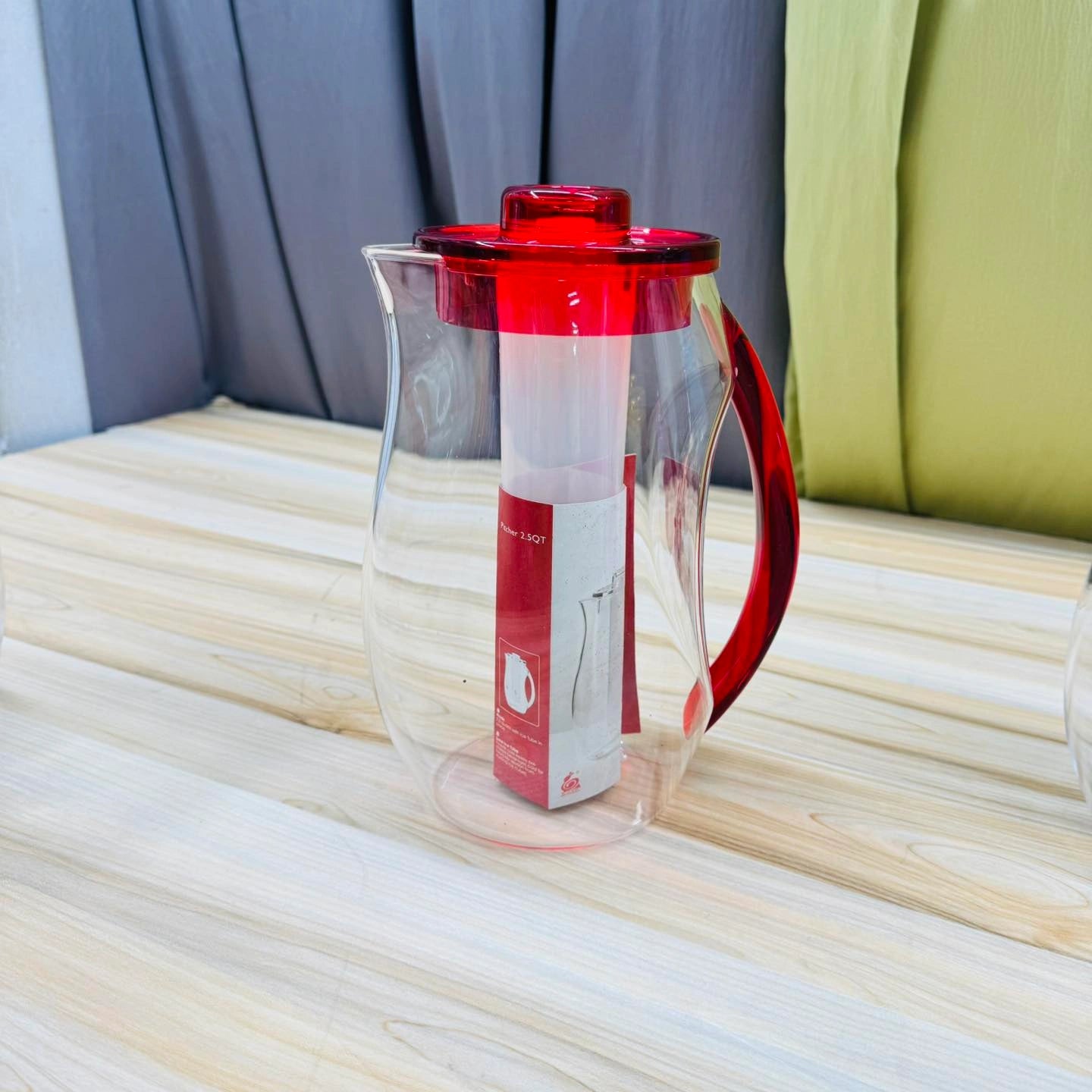 2 Liter Acrylic Fiber Water Jug with Ice Tube – Premium Clear Juice & Water Pitcher