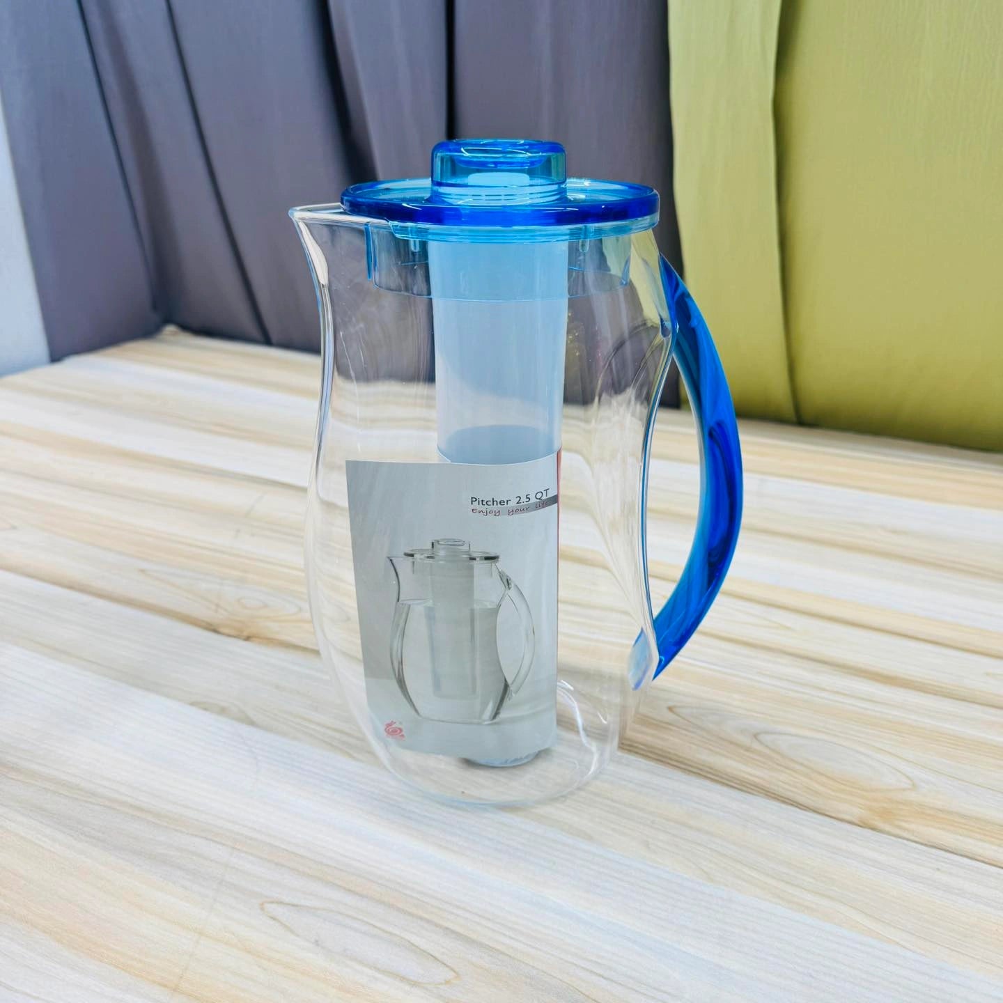 2 Liter Acrylic Fiber Water Jug with Ice Tube – Premium Clear Juice & Water Pitcher