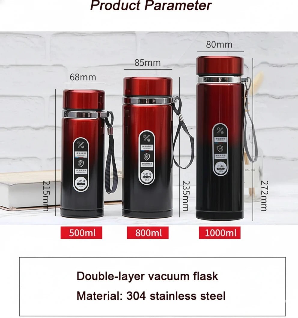 Flask Insulated Coffee Cup,Stainless Steel Thermal Travel Mug,Large Capacity Leakproof Cup,Protable Flask With Rope For Desk,Outdoor - D 800ml - KT Bazar BD Shop