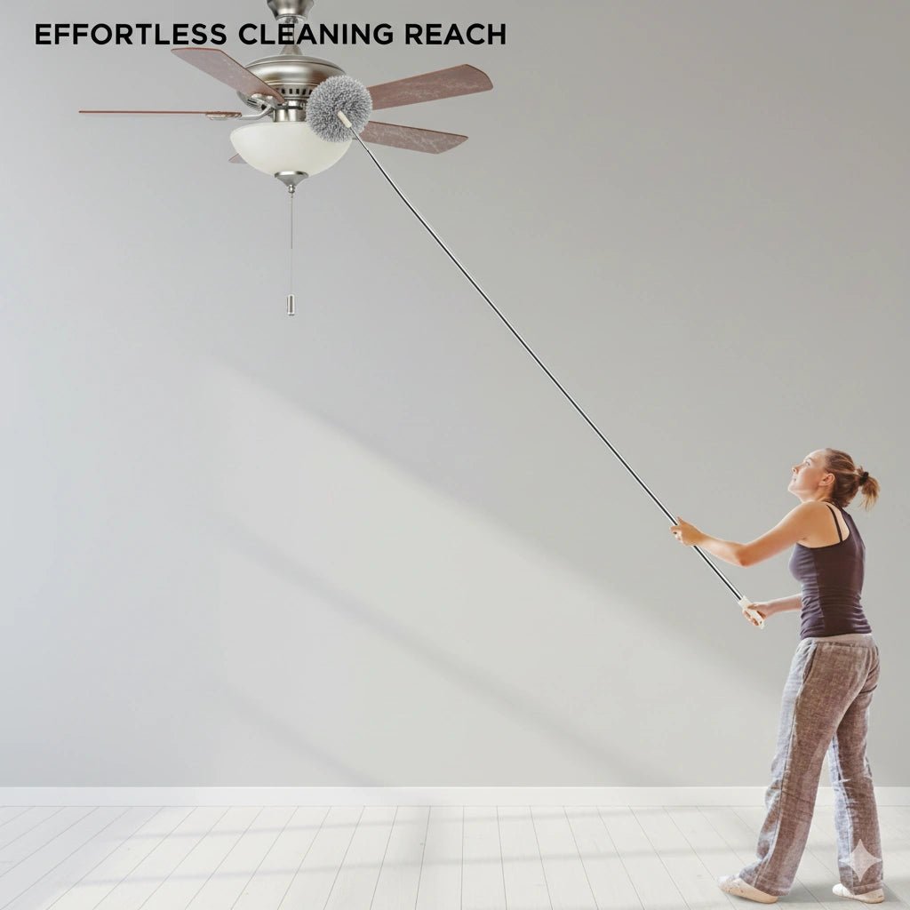 Flexible Extendable Microfiber Duster for Ceiling Fans & High Spaces – Bendable, Washable, Long Reach Cleaning Tool - KT Bazar BD Shop
