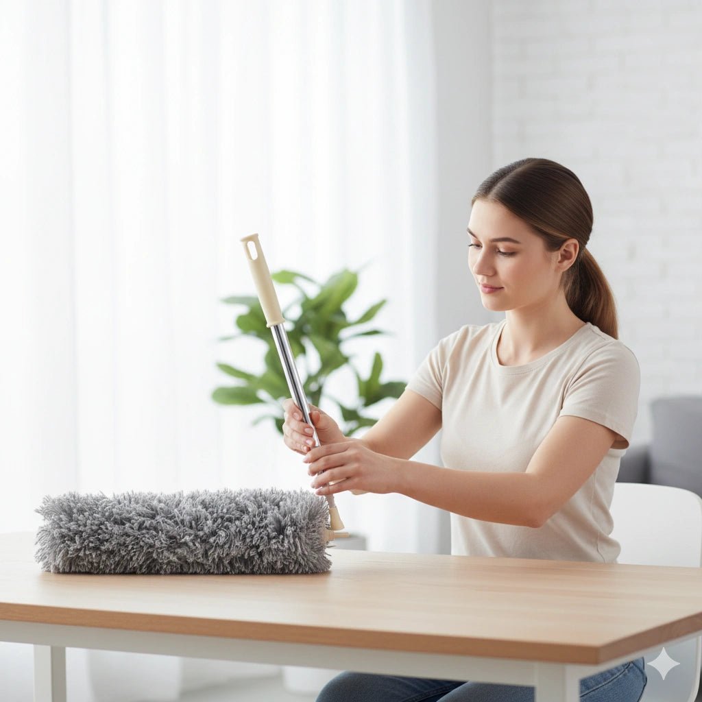 Flexible Extendable Microfiber Duster for Ceiling Fans & High Spaces – Bendable, Washable, Long Reach Cleaning Tool - KT Bazar BD Shop