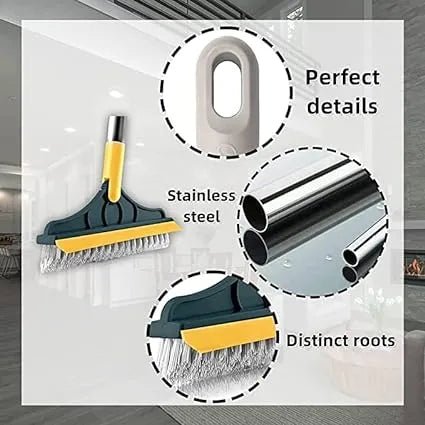 Floor Brush. 2 in 1 Floor Scrub Brush with Squeegee, Floor Brush Scrubber with Long Handle Plastic Wet and Dry Broom (Multicolor) - KT Bazar BD Shop