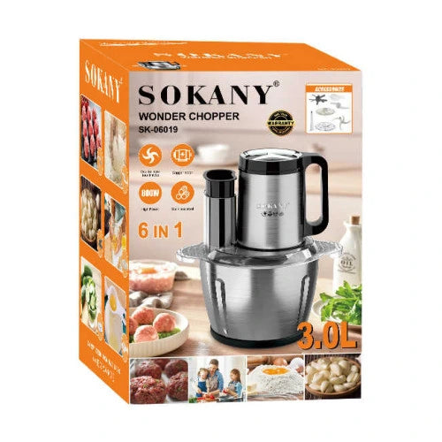 Sokany Wonder Chopper packaging with images of food preparation on a white background