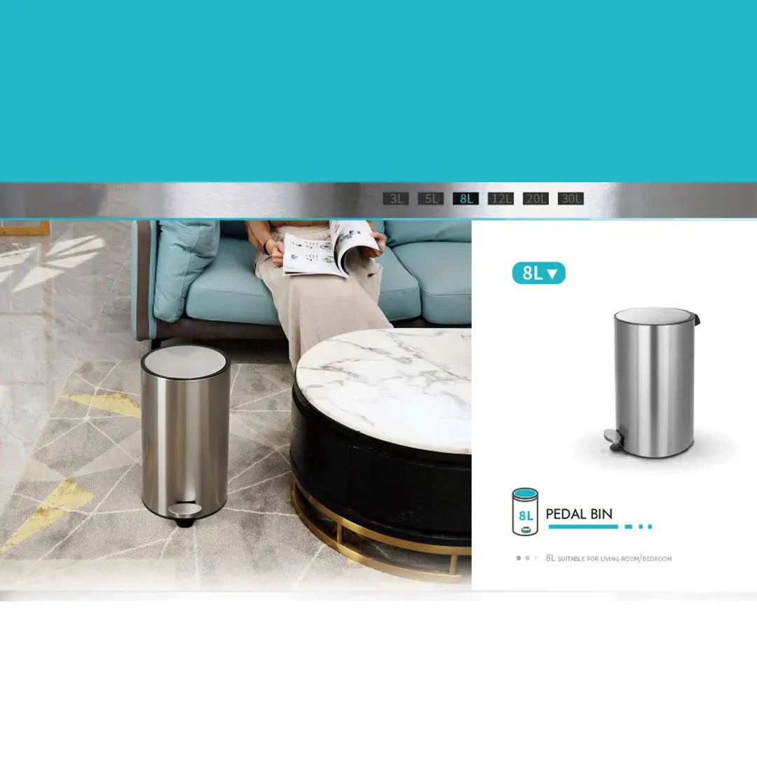 Stainless Steel Pedal Bin Round