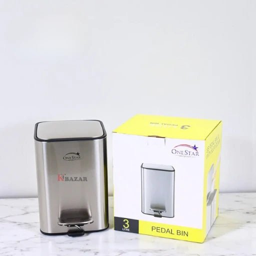 Guard Square Stainless Steel Pedal Bin 3, 5 Litre - KT Bazar BD Shop