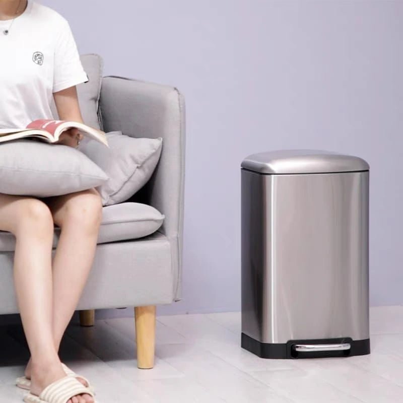 High - quality Stainless Steel Hydraulic Dustbin 12,6 Litre Square - KT Bazar BD Shop
