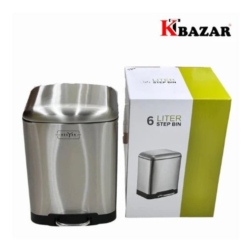 High - quality Stainless Steel Hydraulic Dustbin 12,6 Litre Square - KT Bazar BD Shop