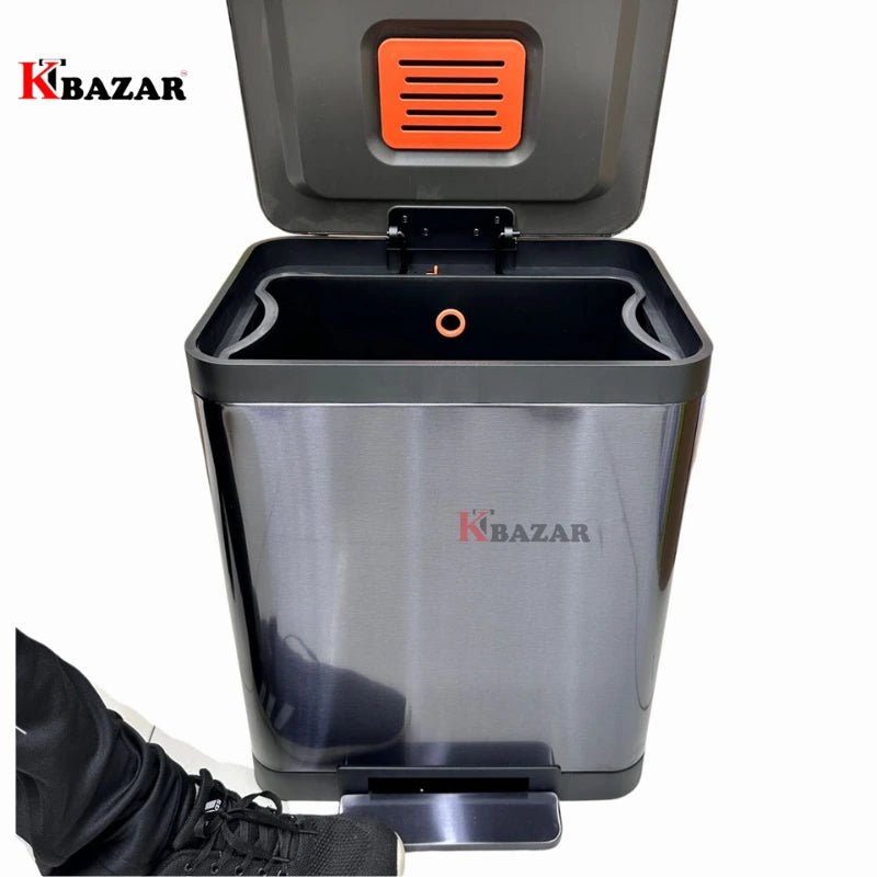High - quality Stainless Steel Hydraulic Dustbin 25 Litre for Kitchen - KT Bazar BD Shop