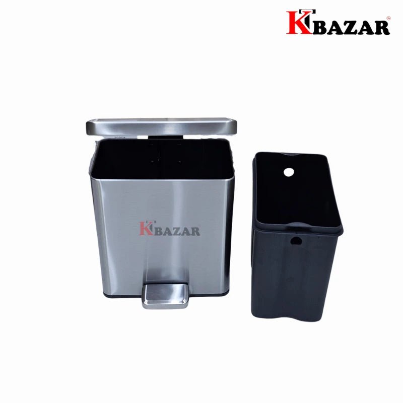 High - quality Stainless Steel Hydraulic Dustbin 6 Litre Square - KT Bazar BD Shop
