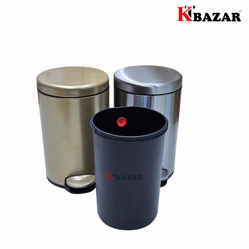 High - quality Stainless Steel Hydraulic Dustbin 6,8 Litre - KT Bazar BD Shop