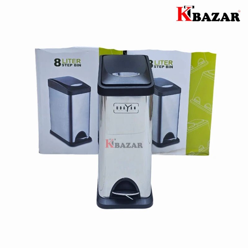 High - quality Stainless Steel Step Bin 8 Litre - KT Bazar BD Shop
