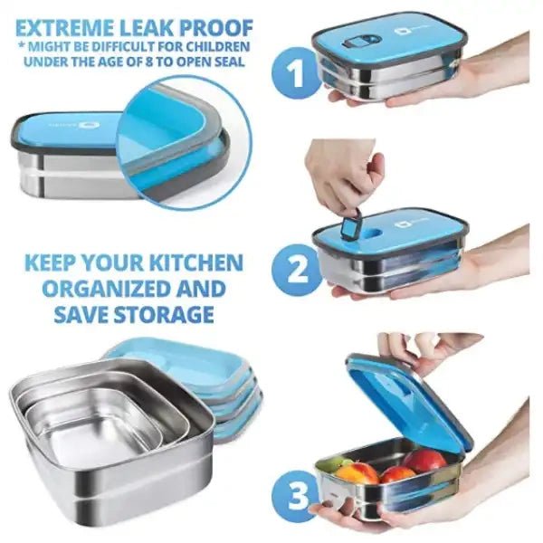 Homio Rectangular Stainless Steel Lunch Box - KT Bazar BD Shop